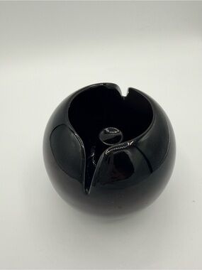 Mid-Century Modern Pelikan Glossy Black orb Ashtray